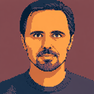 Rob Schmitt, drawn as pixel art